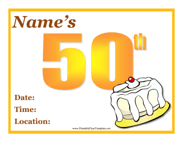 50th Birthday Party Flyer Sign