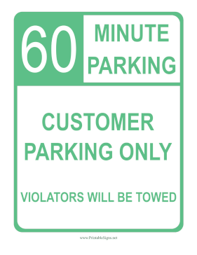 60-Minute Parking Sign