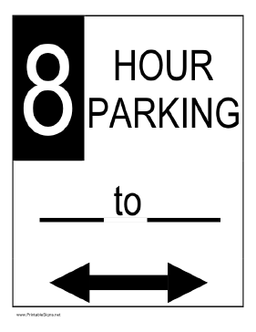 Eight Hour Parking Sign