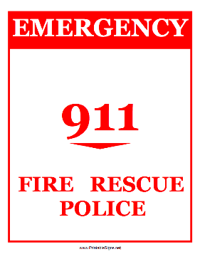 911 Fire Rescue Police Sign