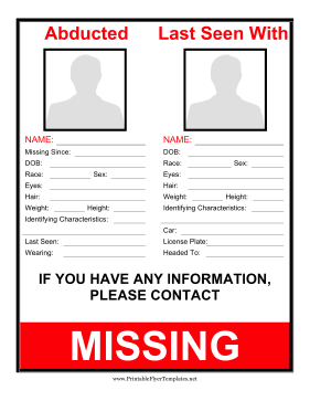 Abducted Person Flyer Sign