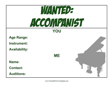 Accompanist Wanted Flyer Sign