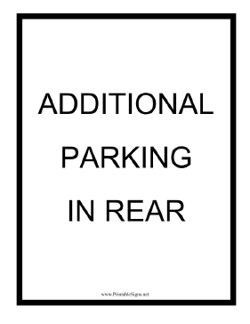 Additional Parking in Rear Sign