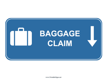 Airport Baggage Claim Down Sign