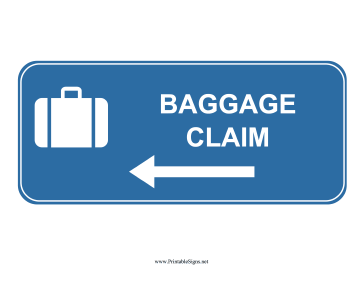 Airport Baggage Claim Left Sign