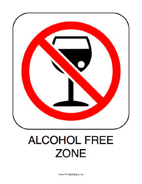 Alcohol Free Zone Sign