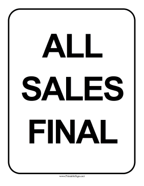 All Sales Final Sign