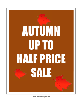 Autumn Half Price Sale Sign