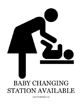 Baby Changing Station Available with caption Sign