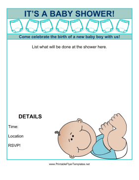 Baby Shower Flyer Boy Sign