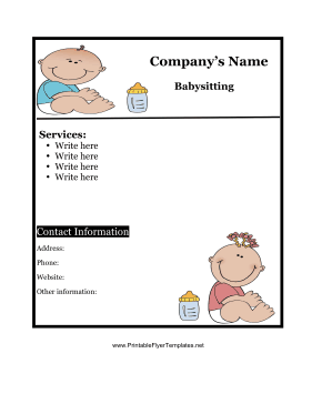 Baby Sitting Flyer Color Sign