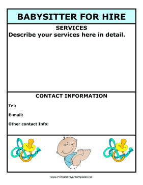 Babysitter Flyer Sample Color Sign