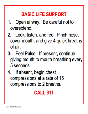 Basic Life Support Sign