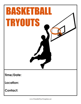 Basketball Tryouts Flyer Sign