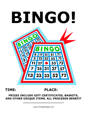 Bingo Fundraiser Sign