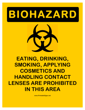 Biohazard Prohibited Activities Sign