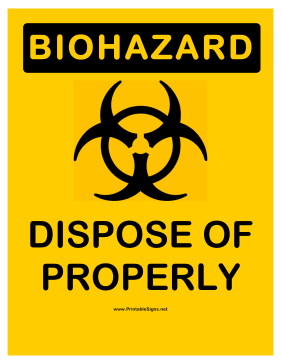 Biohazard Proper Disposal Sign