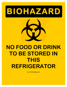 Biohazard Refrigerator Sign