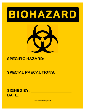 Biohazard Specifics Sign