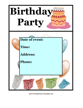 Birthday Party Flyer Color Sign
