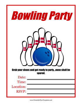 Bowling Party Flyer Sign