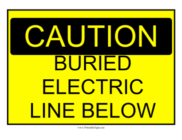 Buried Electric Line Hazard Sign