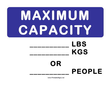Elevator Maximum Capacity Sign