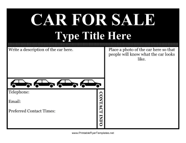 Car For Sale Flyer Sign