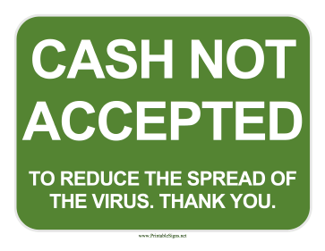 Cash Not Accepted Sign