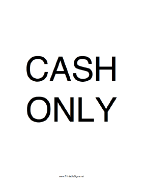 Cash Only Sign