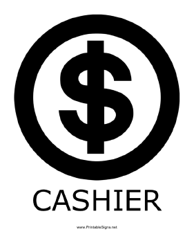 Cashier with caption Sign