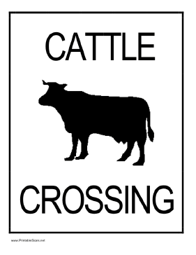 Cattle Crossing Sign