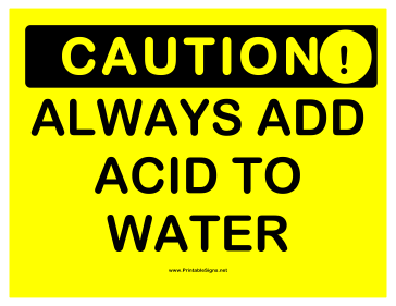 Caution Acid Water Sign