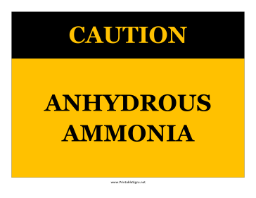 Caution Anhydrous Ammonia Sign