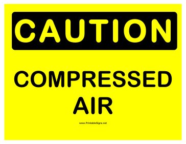 Caution Compressed Air Sign