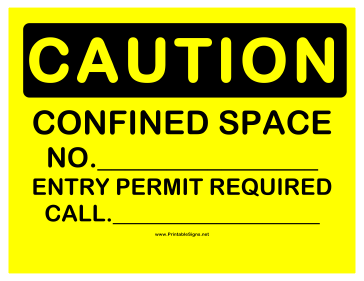 Caution Confined Space 2 Sign