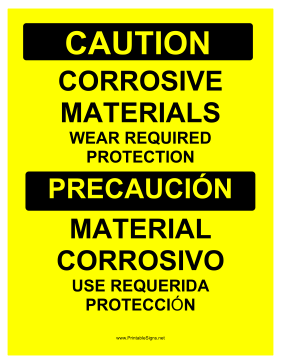 Corrosive Materials Bilingual Sign