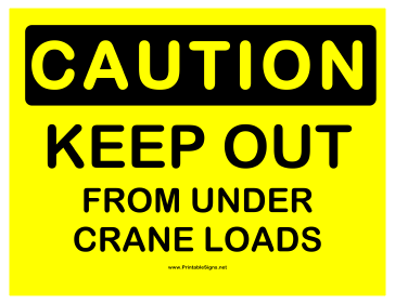 Caution Crane Loads Sign