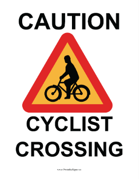 Caution Cyclist Crossing Sign