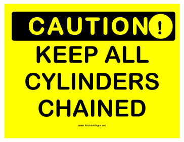 Caution Cylinders Chained Sign