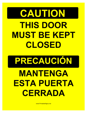 Door Must Be Closed Bilingual Sign