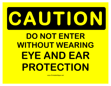 Caution Eye and Ear Protection Sign