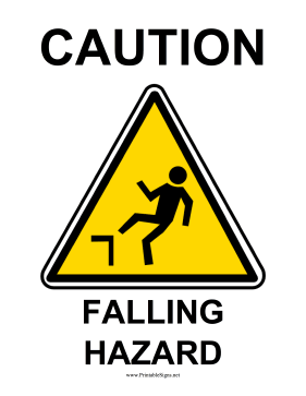 Caution Falling Hazard Sign