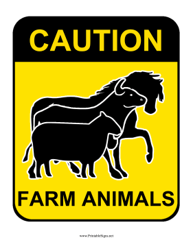 Caution Farm Animals Sign