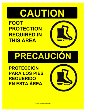 Foot Protection Required Bilingual Sign