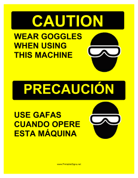 Goggles Required Bilingual Sign