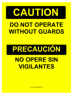 Guards Required Bilingual Sign