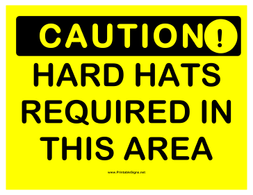 Caution Hard Hats Required Sign