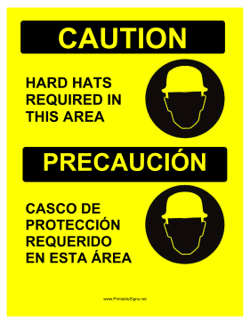 Hard Hats Required Bilingual Sign