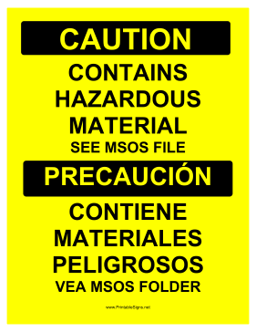 Haz Mat See File Bilingual Sign